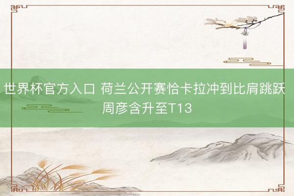 世界杯官方入口 荷兰公开赛恰卡拉冲到比肩跳跃 周彦含升至T13