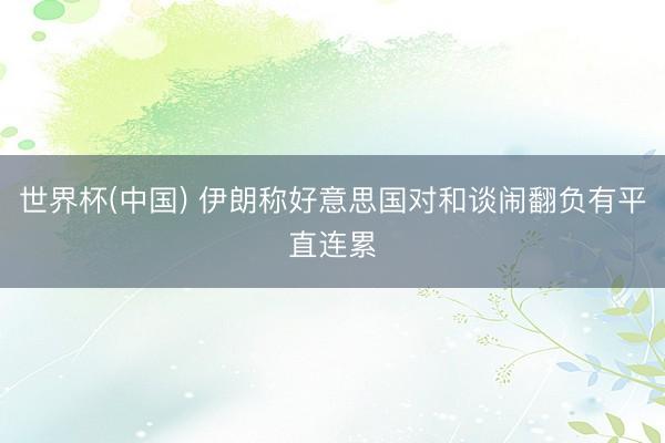 世界杯(中国) 伊朗称好意思国对和谈闹翻负有平直连累