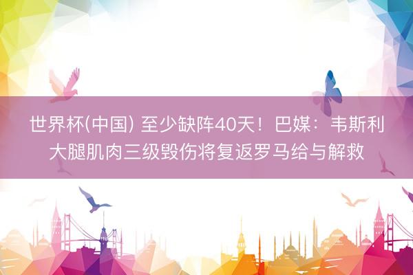 世界杯(中国) 至少缺阵40天!巴媒:韦斯利大腿肌肉三级毁伤将复返罗马给与解救