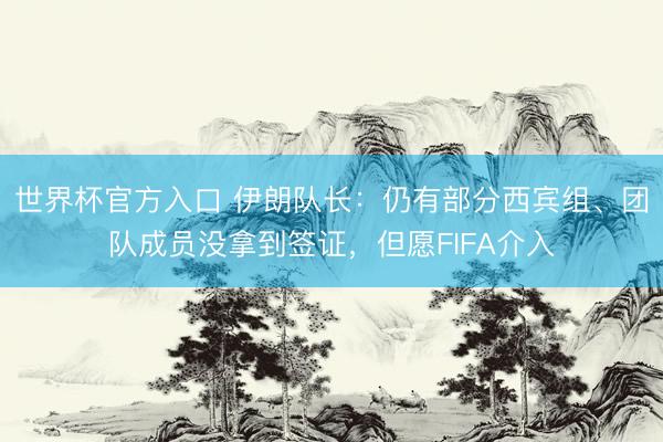 世界杯官方入口 伊朗队长:仍有部分西宾组、团队成员没拿到签证,但愿FIFA介入