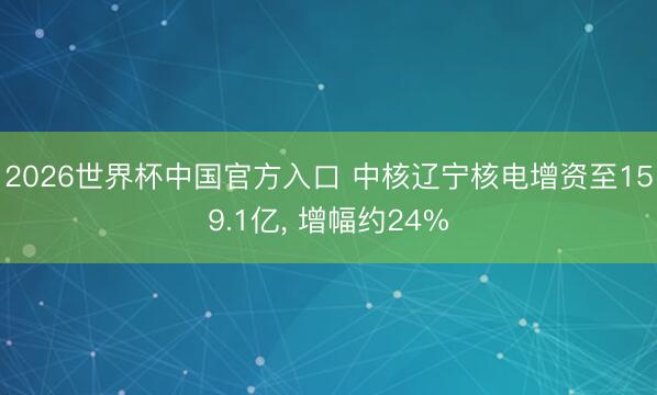 2026世界杯中国官方入口 中核辽宁核电增资至159.1亿， 增幅约24%