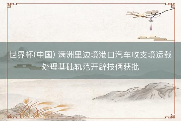 世界杯(中国) 满洲里边境港口汽车收支境运载处理基础轨范开辟技俩获批