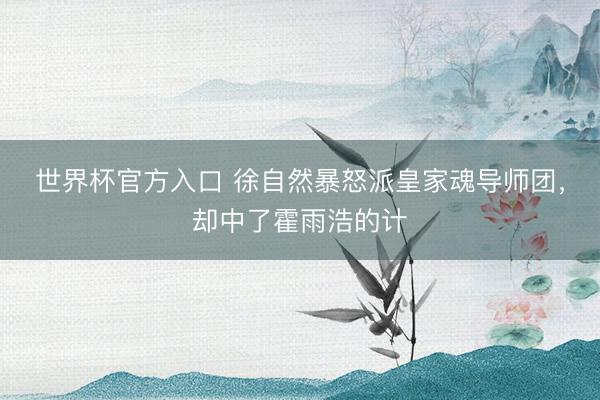 世界杯官方入口 徐自然暴怒派皇家魂导师团,却中了霍雨浩的计