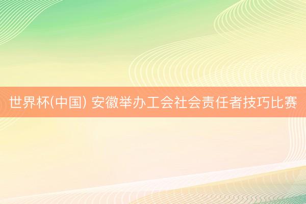 世界杯(中国) 安徽举办工会社会责任者技巧比赛
